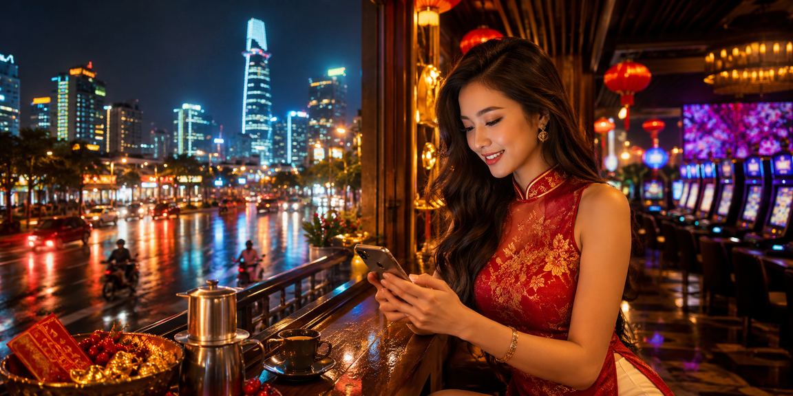 Quán cà phê tại TP Hồ Chí Minh minh họa đọc mẹo cá cược trên điện thoại