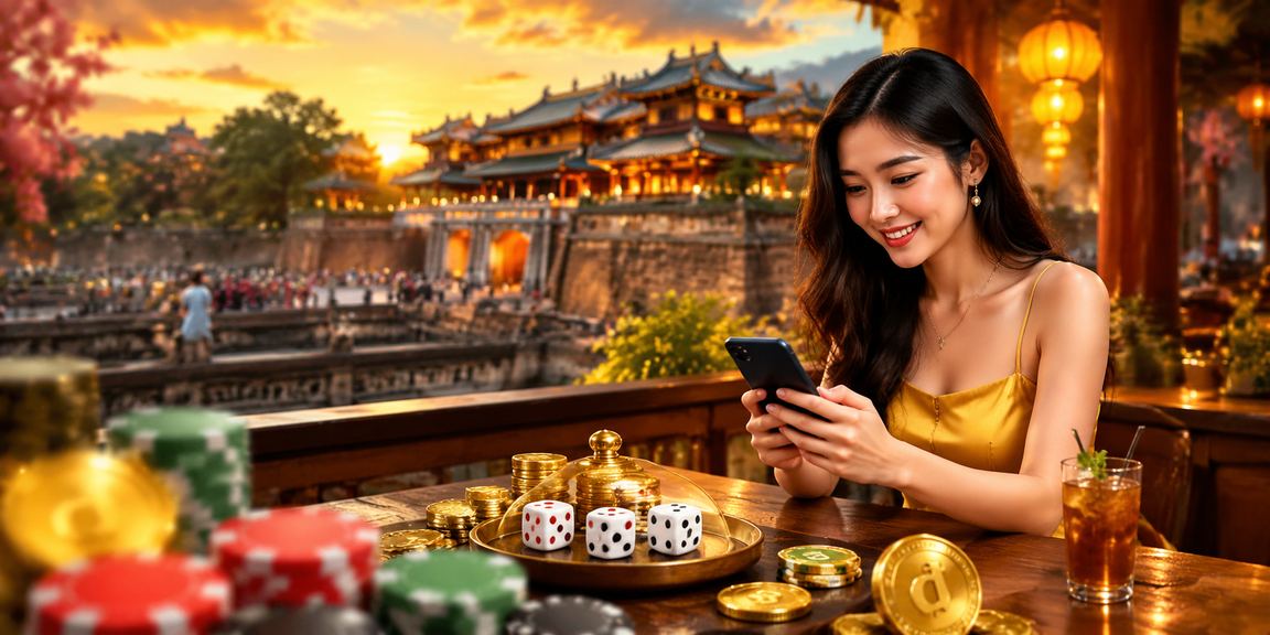 Cốc cà phê Huế và xúc xắc tài xỉu minh họa nội dung giải trí VIP